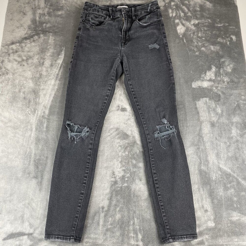 Good American Jeans Womens Size 2/26 Good Waist Black Distressed Jeans - Picture 1 of 11
